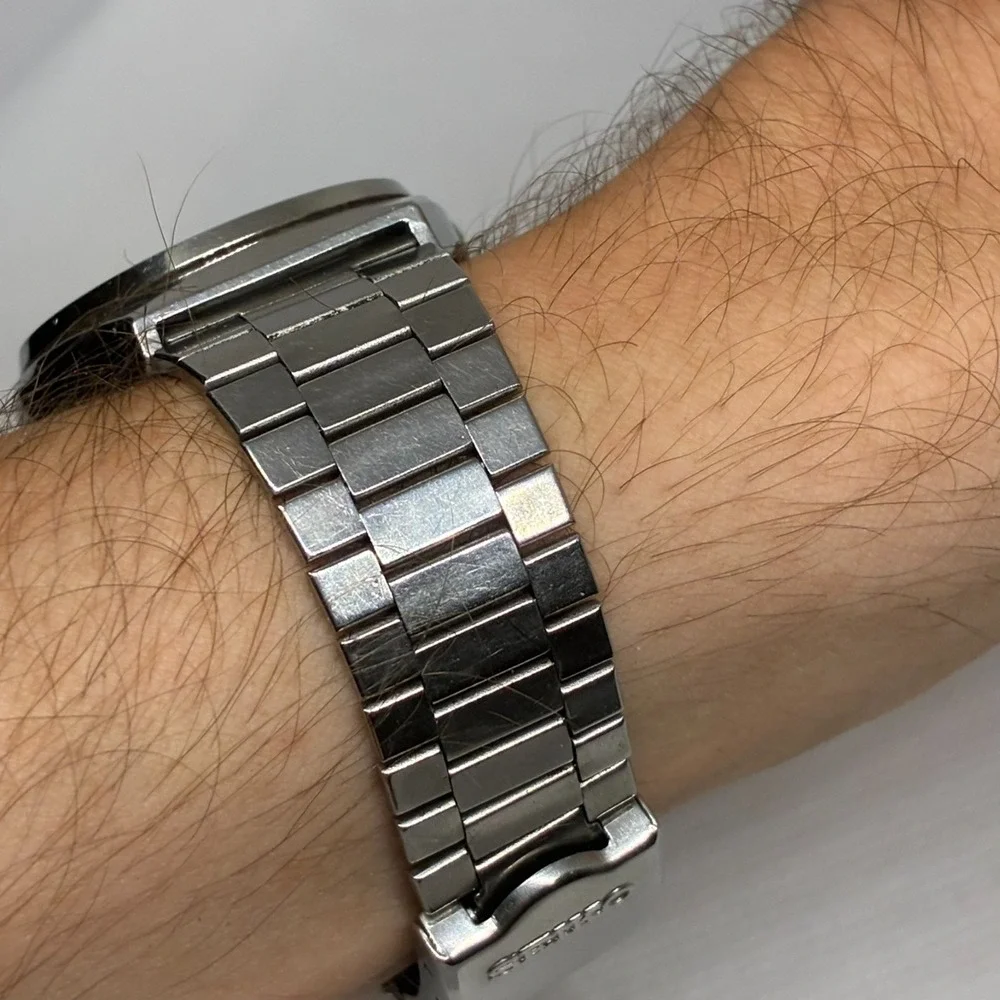 Seiko Type II 7123-7000 Quartz Men Watch Silver  Day Date-Working!